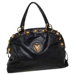 Pre Owned Gucci Black Leather Babouska Dome Satchel 
