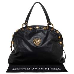 Pre Owned Gucci Black Leather Babouska Dome Satchel 