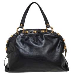 Pre Owned Gucci Black Leather Babouska Dome Satchel 