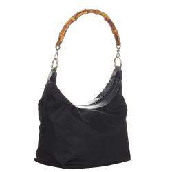مملوكة مسبقًا Gucci Black Nylon Bamboo Bag