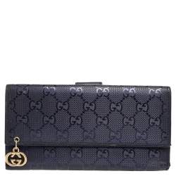 Gucci Blue GG Imprime Canvas Continental Wallet