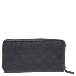Gucci Black GG Canvas Zip Around Wallet