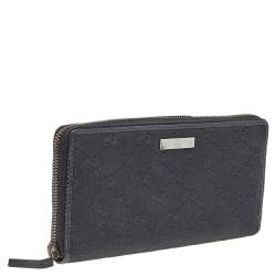 Gucci Black GG Canvas Zip Around Wallet