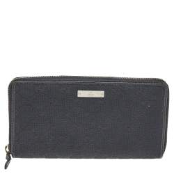 Gucci Black GG Canvas Zip Around Wallet