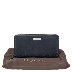 Gucci Black GG Canvas Zip Around Wallet