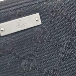 Gucci Black GG Canvas Zip Around Wallet