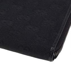 Gucci Black GG Canvas Zip Around Wallet