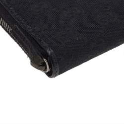 Gucci Black GG Canvas Zip Around Wallet