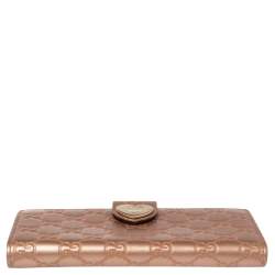 Gucci Metallic Rose Gold Guccissima Leather Flap Continental Wallet