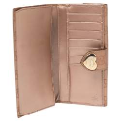 Gucci Metallic Rose Gold Guccissima Leather Flap Continental Wallet