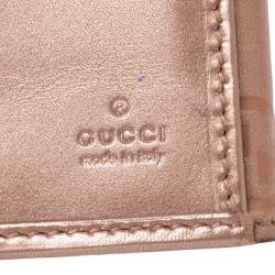 Gucci Metallic Rose Gold Guccissima Leather Flap Continental Wallet