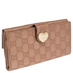 Gucci Metallic Rose Gold Guccissima Leather Flap Continental Wallet