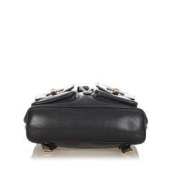 Pre Owned Gucci Black Leather Bamboo Backpack