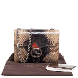 Pre Owned حقيبة كتف غوتشي  جلد ثعبان متعدد الألوان جي جي متداخلة صغيرة