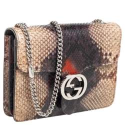 Pre Owned حقيبة كتف غوتشي  جلد ثعبان متعدد الألوان جي جي متداخلة صغيرة