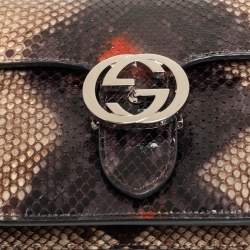 Pre Owned حقيبة كتف غوتشي  جلد ثعبان متعدد الألوان جي جي متداخلة صغيرة