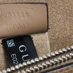 Pre Owned Gucci Beige/Ebony GG Supreme Canvas and Suede Medium Embroidered Butterfly/Flowers Dionysus Shoulder Bag