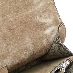 Pre Owned Gucci Beige/Ebony GG Supreme Canvas and Suede Medium Embroidered Butterfly/Flowers Dionysus Shoulder Bag