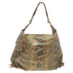 Pre Owned Gucci Beige/Green Python Large Darwin Convertible Backpack