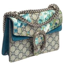 مملوكة مسبقًا Gucci Blue/Beige GG Supreme Blooms Canvas and Suede Mini Dionysus Shoulder Bag