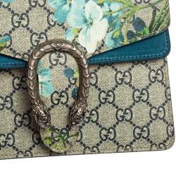 مملوكة مسبقًا Gucci Blue/Beige GG Supreme Blooms Canvas and Suede Mini Dionysus Shoulder Bag