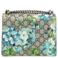 مملوكة مسبقًا Gucci Blue/Beige GG Supreme Blooms Canvas and Suede Mini Dionysus Shoulder Bag
