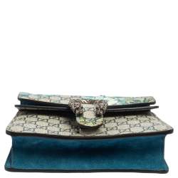 مملوكة مسبقًا Gucci Blue/Beige GG Supreme Blooms Canvas and Suede Mini Dionysus Shoulder Bag