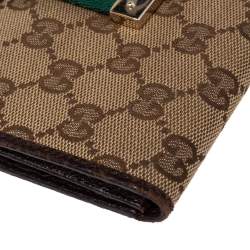 Gucci Beige/Ebony GG Canvas and Leather Web Flap Continental Wallet