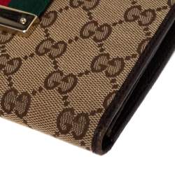 Gucci Beige/Ebony GG Canvas and Leather Web Flap Continental Wallet