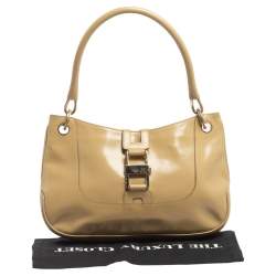 Pre Owned Gucci Cream Shine Leather Vintage Lock Shoulder Bag