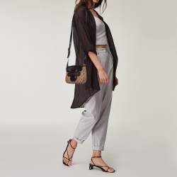 مملوكة مسبقًا Gucci Ebony/Beige GG Canvas and Leather Dressage Shoulder Bag