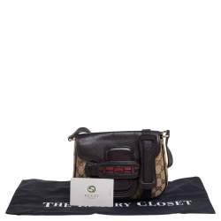 مملوكة مسبقًا Gucci Ebony/Beige GG Canvas and Leather Dressage Shoulder Bag