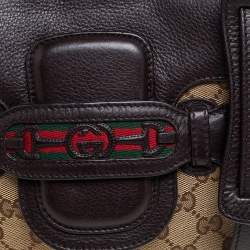 مملوكة مسبقًا Gucci Ebony/Beige GG Canvas and Leather Dressage Shoulder Bag