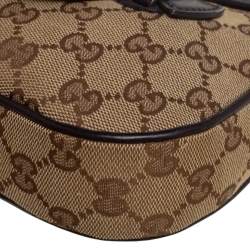 مملوكة مسبقًا Gucci Ebony/Beige GG Canvas and Leather Dressage Shoulder Bag