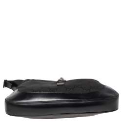 Pre Owned Gucci Black GG Canvas And Leather Jackie O Hobo