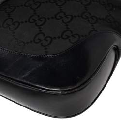 Pre Owned Gucci Black GG Canvas And Leather Jackie O Hobo