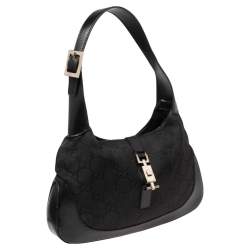 Pre Owned Gucci Black GG Canvas And Leather Jackie O Hobo