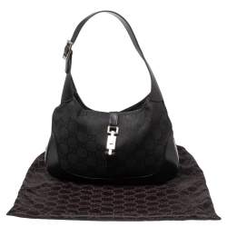 Pre Owned Gucci Black GG Canvas And Leather Jackie O Hobo