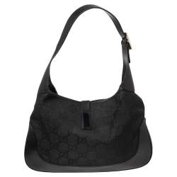 Pre Owned Gucci Black GG Canvas And Leather Jackie O Hobo