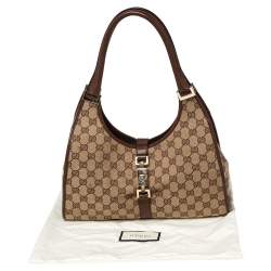 مملوكة مسبقًا Gucci Brown/Beige GG Canvas and Leather Jackie O Shoulder Bag