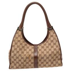 مملوكة مسبقًا Gucci Brown/Beige GG Canvas and Leather Jackie O Shoulder Bag