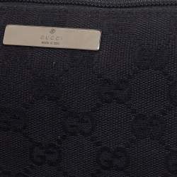 مملوكة مسبقًا Gucci Black GG Canvas And Leather Boat Pochette Bag