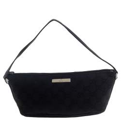 مملوكة مسبقًا Gucci Black GG Canvas And Leather Boat Pochette Bag