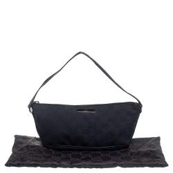 مملوكة مسبقًا Gucci Black GG Canvas And Leather Boat Pochette Bag
