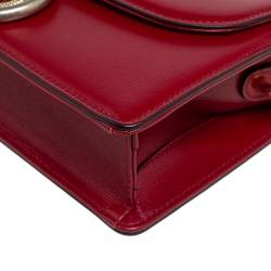 Pre Owned Gucci Red Leather Flap GG Ring Shoulder Bag