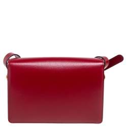 Pre Owned Gucci Red Leather Flap GG Ring Shoulder Bag