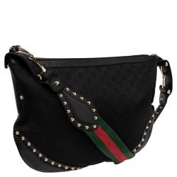 Pre Owned Gucci Black GG Canvas and Leather Medium Pelham Messenger Bag