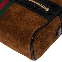 Pre Owned Gucci Brown Suede and Patent Leather GG Ophidia Belt Bag