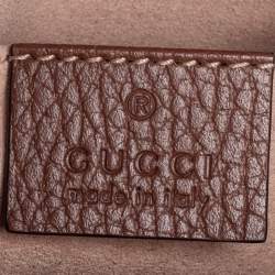 Pre Owned Gucci Blue/Tan GG Denim and Leather Mini Ophidia Crossbody Bag   