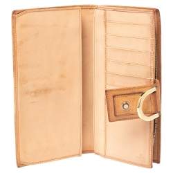 Gucci Metallic Beige GG Canvas and Leather D Ring Continental Wallet